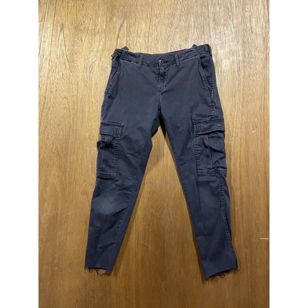 Unbranded Women's Black Cargo Raw Hem Ankle Jean Pant Modal Size 28